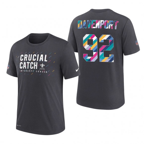 Marcus Davenport Saints 2021 NFL Crucial Catch Performance T-Shirt