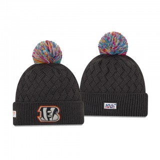 Bengals Knit Hat Cuffed Pom Heather Gray 2019 NFL Cancer Catch