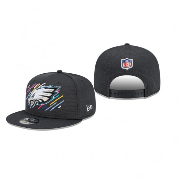 Eagles Hat 9FIFTY Snapback Adjustable Charcoal 2021 NFL Cancer Catch