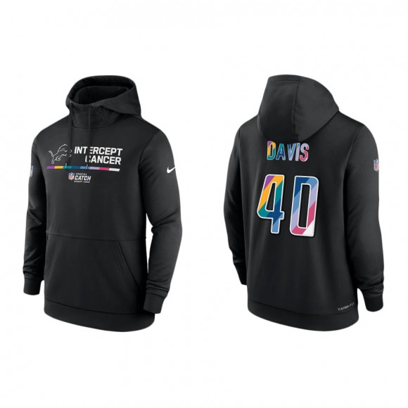 Jarrad Davis Detroit Lions Black 2022 NFL Crucial Catch Therma Performance Pullover Hoodie