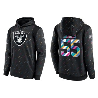 Men's Las Vegas Raiders Chandler Jones Charcoal 2021 NFL Crucial Catch Therma Pullover Hoodie