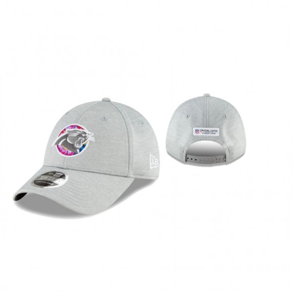 Panthers Hat Coaches 9FORTY Adjustable Heather Gray 2020 NFL Cancer Catch