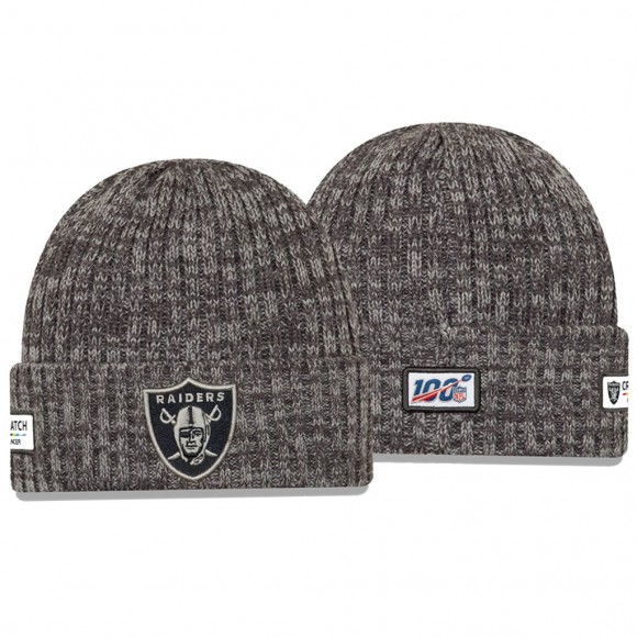 Raiders Knit Hat Cuffed Heather Gray 2019 NFL Cancer Catch