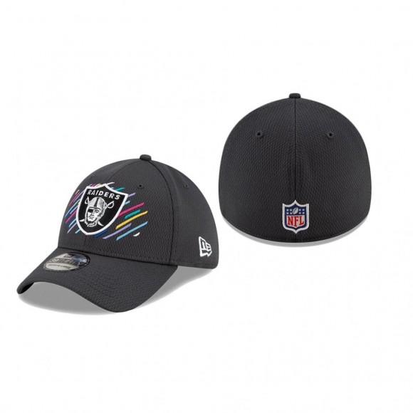 Raiders Hat 39THIRTY Flex Charcoal 2021 NFL Cancer Catch