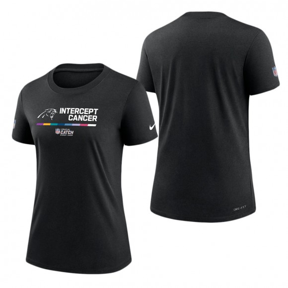 Women's Carolina Panthers Black 2022 NFL Crucial Catch Performance T-Shirt