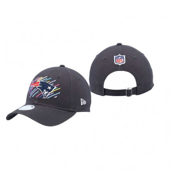 Women Patriots Hat 9TWENTY Adjustable Charcoal 2021 NFL Cancer Catch