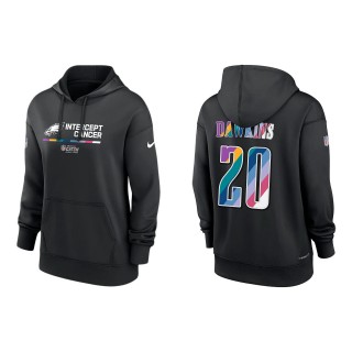 Women's Brian Dawkins Philadelphia Eagles Black 2022 NFL Crucial Catch Therma Performance Pullover Hoodie