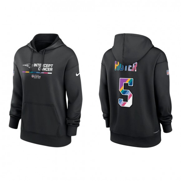 Women's Brian Hoyer New England Patriots Black 2022 NFL Crucial Catch Therma Performance Pullover Hoodie