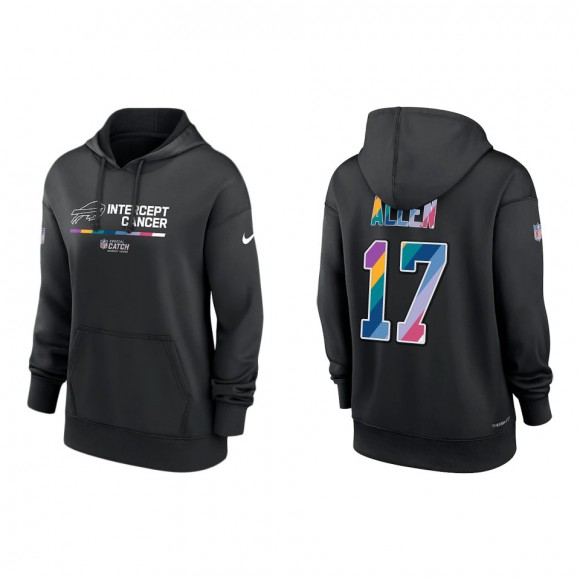 Women's Josh Allen Buffalo Bills Black 2022 NFL Crucial Catch Therma Performance Pullover Hoodie