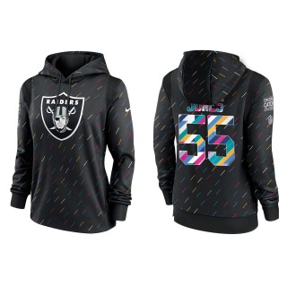 Women's Las Vegas Raiders Chandler Jones Anthracite 2021 NFL Crucial Catch Therma Pullover Hoodie